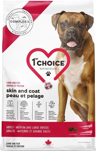 1st Choice Adult Skin & Coat ЯГНЯ і РИБА корм для собак середніх і великих порід 11 кг (11242)
